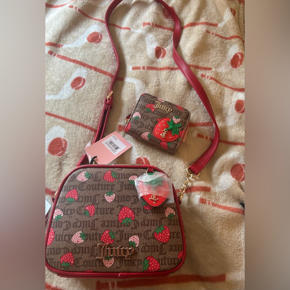 Juicy Couture Strawberry Print Handbag & Wallet Set Y2K NWT
